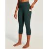 Ewedoos Capri Leggings for Women High Waisted Yoga Pants with Pockets for Women Tummy Control Workout Leggings Yoga Capris(Dark Green Capris)