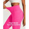 Ewedoos Capri Leggings for Women High Waisted Yoga Pants with Pockets for Women Tummy Control Workout Leggings Yoga Capris(Hot Pink Capris)