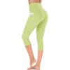 Ewedoos Capri Leggings for Women High Waisted Yoga Pants with Pockets for Women Tummy Control Workout Leggings Yoga Capris(Lime Green Capris)