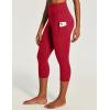 Ewedoos Capri Leggings for Women High Waisted Yoga Pants with Pockets for Women Tummy Control Workout Leggings Yoga Capris(Ruby Red Capris)