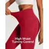 Ewedoos Capri Leggings for Women High Waisted Yoga Pants with Pockets for Women Tummy Control Workout Leggings Yoga Capris(Ruby Red Capris)