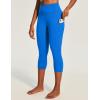 Ewedoos Capri Leggings for Women High Waisted Yoga Pants with Pockets for Women Tummy Control Workout Leggings Yoga Capris(Sparkle Blue Capris)