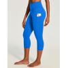 Ewedoos Capri Leggings for Women High Waisted Yoga Pants with Pockets for Women Tummy Control Workout Leggings Yoga Capris(Sparkle Blue Capris)