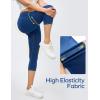 Ewedoos Jeggings for Women Pull On Capri Leggings with Pockets for Women Stretchy Capri Jeans Denim Capris Pants Casual(Light Blue)