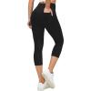 Ewedoos Jeggings for Women Pull On Capri Leggings with Pockets for Women Stretchy Capri Jeans Denim Capris Pants Casual(Black)