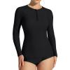 Ewedoos Rash Guard for Women Long Sleeve Swimsuits UPF 50+ Swim Shirts for Woman with SPF & UV Protection, Rashguard Swim Top(Black)