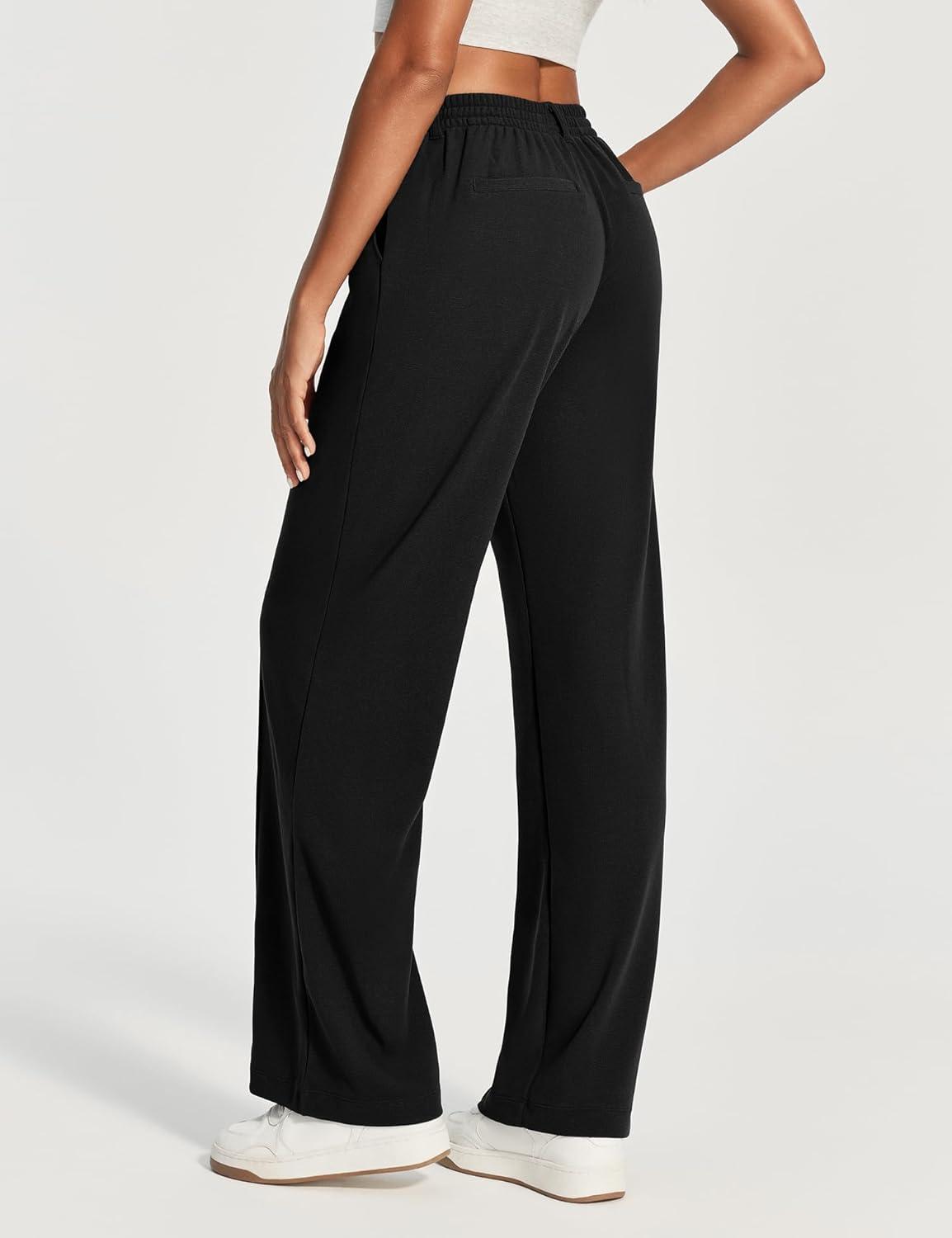 image:imageEwedoos Wide Leg Stretchy Work Pants Women Pull On Dress Pants High Waisted Slacks for Women Business Casual Outfits TrouserBlack