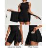 Ewedoos Athletic Tennis Dress for Women with Built-in Bra & Shorts Side Slit U-Shaped Active Workout Golf Summer Dress(Black)