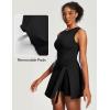 Ewedoos Athletic Tennis Dress for Women with Built-in Bra & Shorts Side Slit U-Shaped Active Workout Golf Summer Dress(Black)