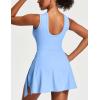 Ewedoos Athletic Tennis Dress for Women with Built-in Bra & Shorts Side Slit U-Shaped Active Workout Golf Summer Dress(New Aqua Blue)