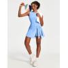 Ewedoos Athletic Tennis Dress for Women with Built-in Bra & Shorts Side Slit U-Shaped Active Workout Golf Summer Dress(New Aqua Blue)