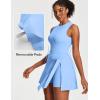 Ewedoos Athletic Tennis Dress for Women with Built-in Bra & Shorts Side Slit U-Shaped Active Workout Golf Summer Dress(New Aqua Blue)
