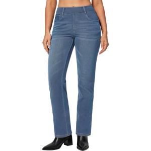 Ewedoos Straight Leg Jeans for Women Stretchy Pull On Sweatpant Jeans Women High Waisted Jean Trendy Causal Denim Pants(Whiskers Light Blue Wash)