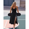 Athletic Dress with Built in Shorts & Bra Adjustable Straps Workout Dress for Tennis Golf Midi Dresses for Women(Black)