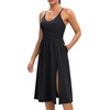 Athletic Dress with Built in Shorts & Bra Adjustable Straps Workout Dress for Tennis Golf Midi Dresses for Women(Black)