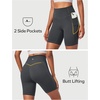 Ewedoos Biker Shorts Women Tummy Control Compression Shorts for Women 6″ No Front Seam Yoga Gym Workout Running with Pockets(Graphite Grey)