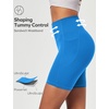 Ewedoos Biker Shorts Women Tummy Control Compression Shorts for Women 6″ No Front Seam Yoga Gym Workout Running with Pockets(Sparkle Blue)
