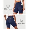 Ewedoos Biker Shorts Women Tummy Control Compression Shorts for Women 6″ No Front Seam Yoga Gym Workout Running with Pockets(True Navy)