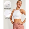 Ewedoos Bikini Tops for Women Quick Dry UPF 50+ Bathing Suit Tops for Women Adjustable Strap Padded Sports Bra Swim Top Only(White)