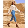 Ewedoos Jeggings for Women Pull On Capri Leggings with Pockets for Women Stretchy Capri Jeans Denim Capris Pants Casual(Baby Blue)