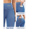 Ewedoos Jeggings for Women Pull On Capri Leggings with Pockets for Women Stretchy Capri Jeans Denim Capris Pants Casual(Baby Blue)