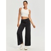 Ewedoos Wide Leg Cropped Jeans for Women Stretchy High Waisted Sweatpant Pull On Jeans Ankle Trendy Causal Denim Pants Short(Black)