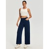 Ewedoos Wide Leg Cropped Jeans for Women Stretchy High Waisted Sweatpant Pull On Jeans Ankle Trendy Causal Denim Pants Short(Dark Blue)