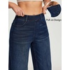Ewedoos Wide Leg Cropped Jeans for Women Stretchy High Waisted Sweatpant Pull On Jeans Ankle Trendy Causal Denim Pants Short(Whiskers Dark Blue Wash)