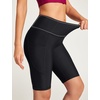 Ewedoos Women’s Swim Shorts Tummy Control UPF50+ High Waisted Swim Bottoms Long Swim Board Shorts for Women with Pockets(Black)