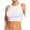 Ewedoos Bikini Tops for Women Quick Dry UPF 50+ Bathing Suit Tops for Women Adjustable Strap Padded Sports Bra Swim Top Only(White)