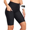 Ewedoos Women’s Swim Shorts Tummy Control UPF50+ High Waisted Swim Bottoms Long Swim Board Shorts for Women with Pockets(Black)