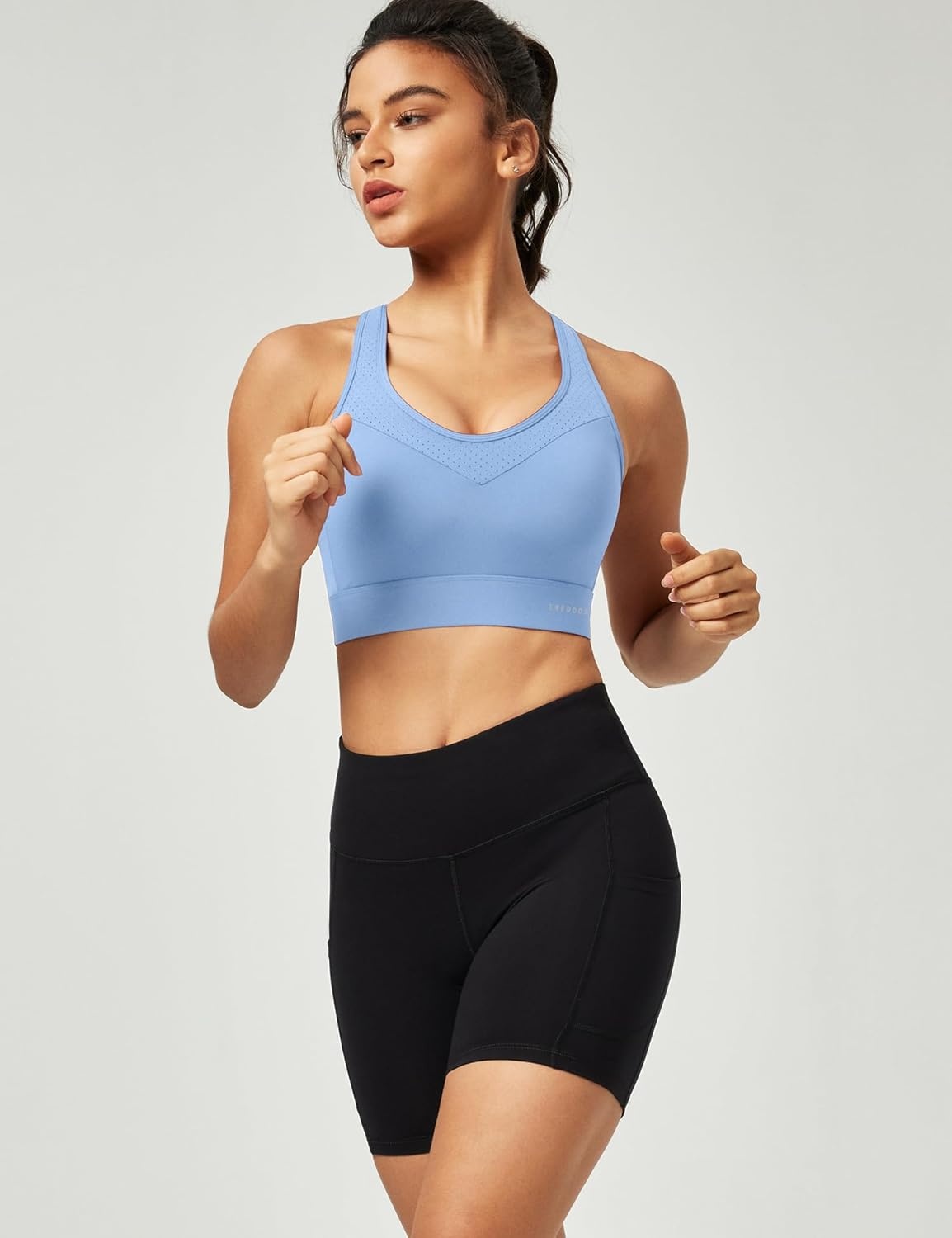 image:imageEwedoos Sports Bras for Women High Support High Impact Sports Bra for Large Bust Racerback Push Up Workout Running BraAqua Blue