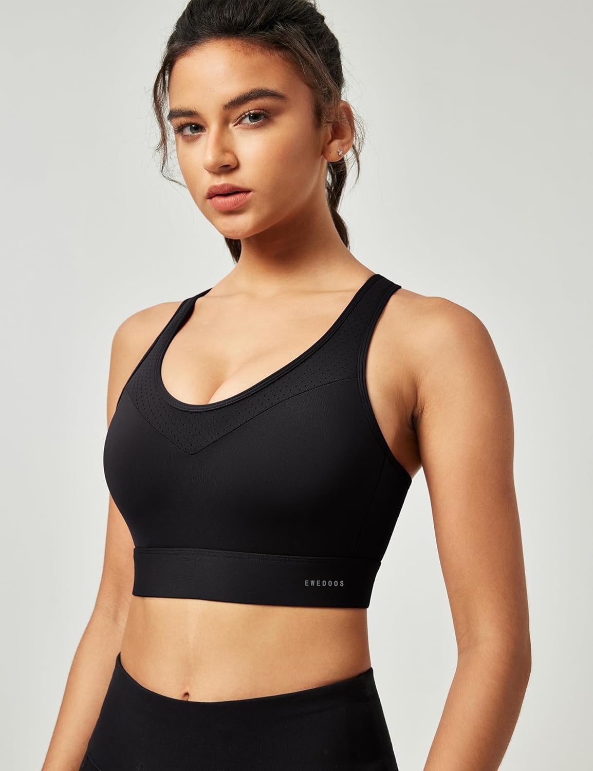 image:imageEwedoos Sports Bras for Women High Support High Impact Sports Bra for Large Bust Racerback Push Up Workout Running BraBlack