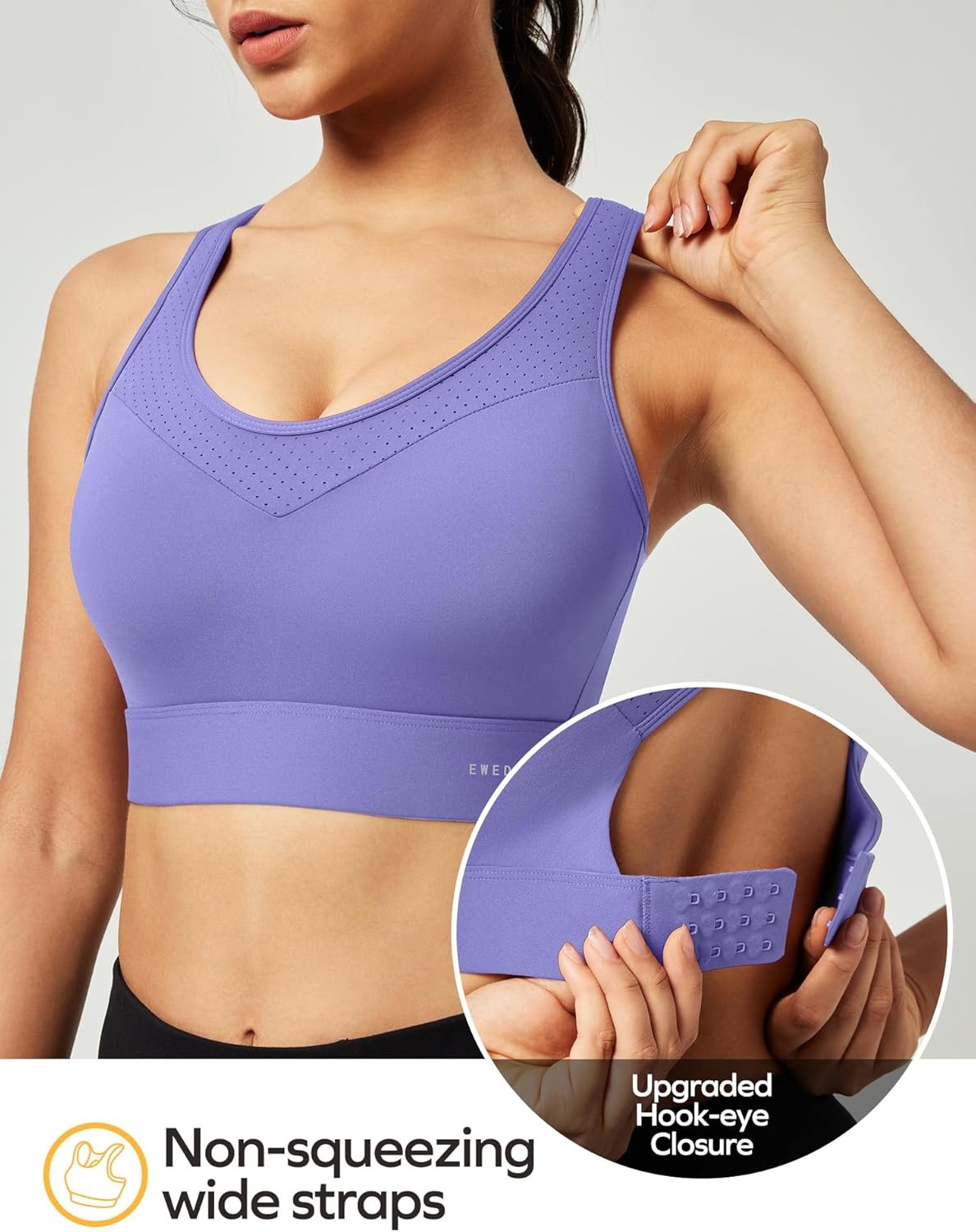 image:imageEwedoos Sports Bras for Women High Support High Impact Sports Bra for Large Bust Racerback Push Up Workout Running BraLavender