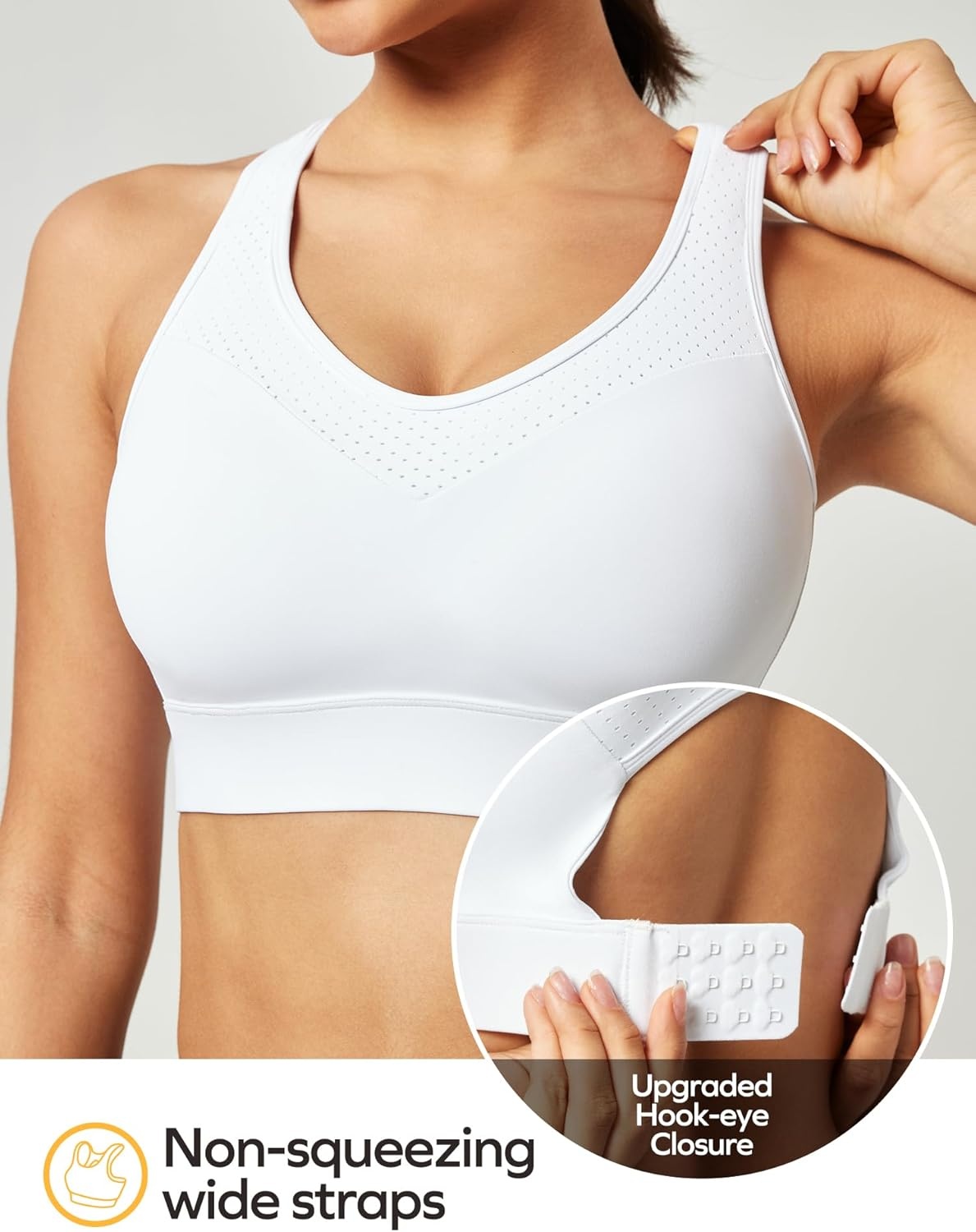 image:imageEwedoos Sports Bras for Women High Support High Impact Sports Bra for Large Bust Racerback Push Up Workout Running BraNew White