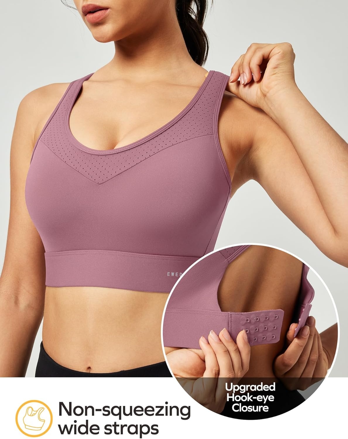 image:imageEwedoos Sports Bras for Women High Support High Impact Sports Bra for Large Bust Racerback Push Up Workout Running BraPink