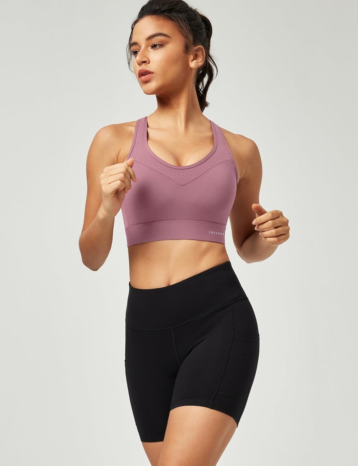 image:imageEwedoos Sports Bras for Women High Support High Impact Sports Bra for Large Bust Racerback Push Up Workout Running BraPink