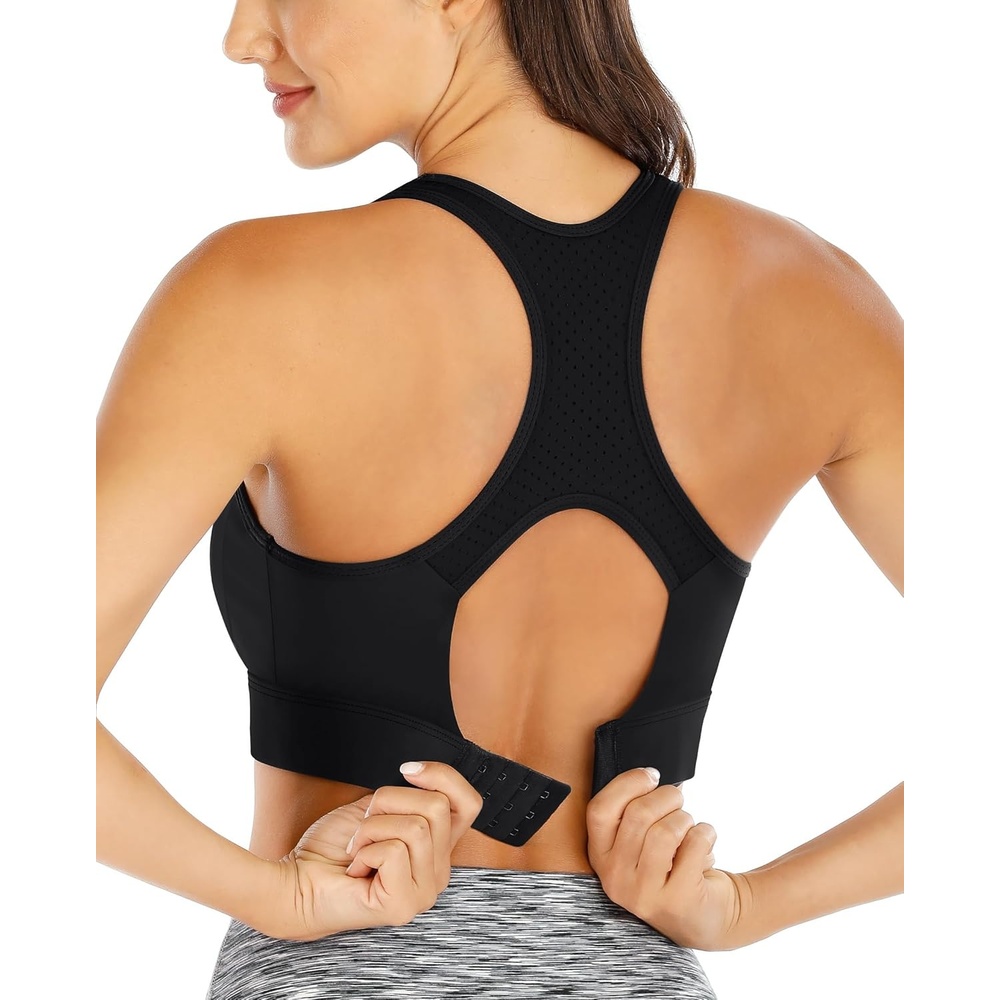 image:imageEwedoos Sports Bras for Women High Support High Impact Sports Bra for Large Bust Racerback Push Up Workout Running BraBlack