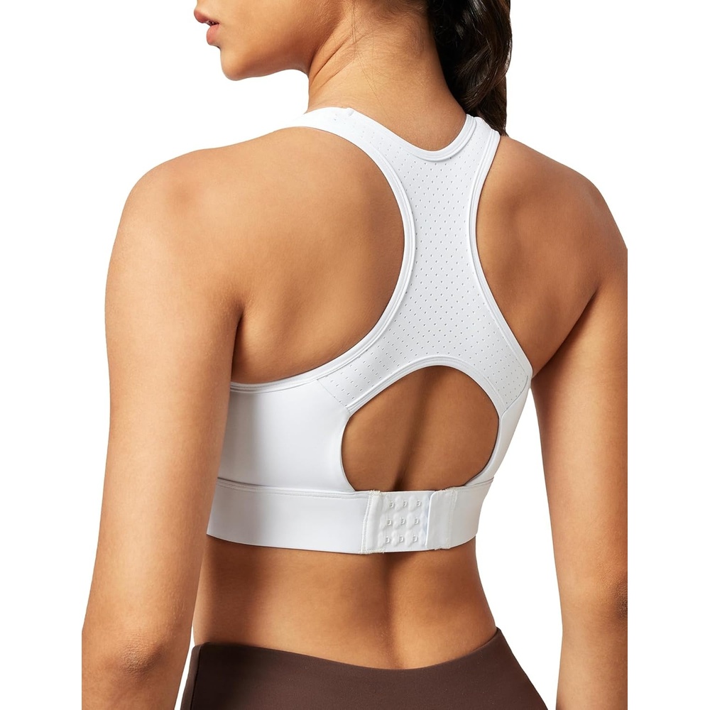 image:imageEwedoos Sports Bras for Women High Support High Impact Sports Bra for Large Bust Racerback Push Up Workout Running BraNew White