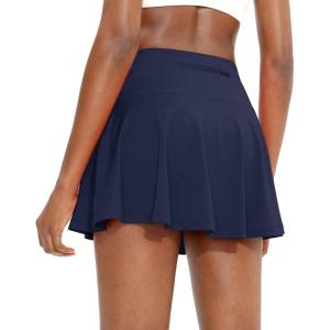 Jupe de tennis plissée pour femme avec pantalon en dessous, taille haute avec poches, parfaite pour les sports d&rsquo;été, la randonnée, la course à pied(Bleu Marine)