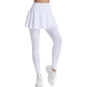 Legging pour femme avec jupe – Jupe de tennis stretch – Jupe de sport opaque – Jupe de course – Jupe de golf – Jupe de randonnée – Pantalon de sport – Pantalon de yoga – Avec poches – Legging de sport(Blanc)