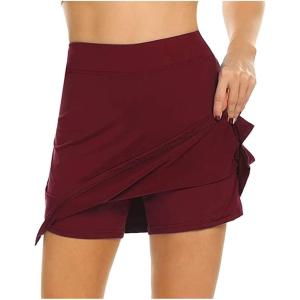 Robe d&rsquo;invité de mariage pour femme – Jupe de performance active pour tennis, sport, course à pied – Jupe légère pour femme(Bordeaux)