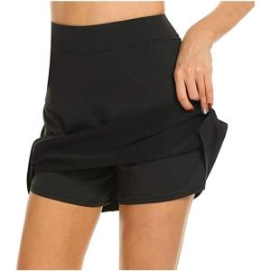 Robe d&rsquo;invité de mariage pour femme – Jupe de performance active pour tennis, sport, course à pied – Jupe légère pour femme(Noir)