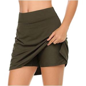 Robe d&rsquo;invité de mariage pour femme – Jupe de performance active pour tennis, sport, course à pied – Jupe légère pour femme(Vert Militaire)