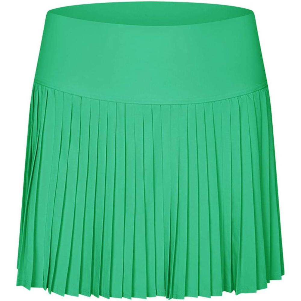 imageJupe de tennis plisse taille haute pour femme avec poches courtes vtements dentranement et de courseVert Actif