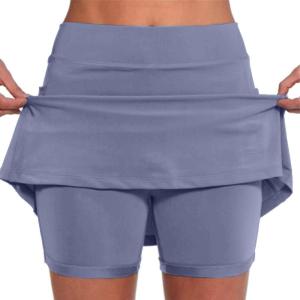 HUIFUAO Jupes de Tennis pour Femmes avec Poche Grande Taille pour Femmes, Jupe-Short pour l&rsquo;été, Le Golf, l&rsquo;athlétisme, Le Yoga, la Gym, la Course à Pied(Z02 Bleu Marine)