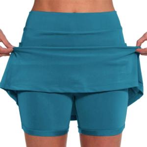 HUIFUAO Jupes de Tennis pour Femmes avec Poche Grande Taille pour Femmes, Jupe-Short pour l&rsquo;été, Le Golf, l&rsquo;athlétisme, Le Yoga, la Gym, la Course à Pied(Z04 Bleu)