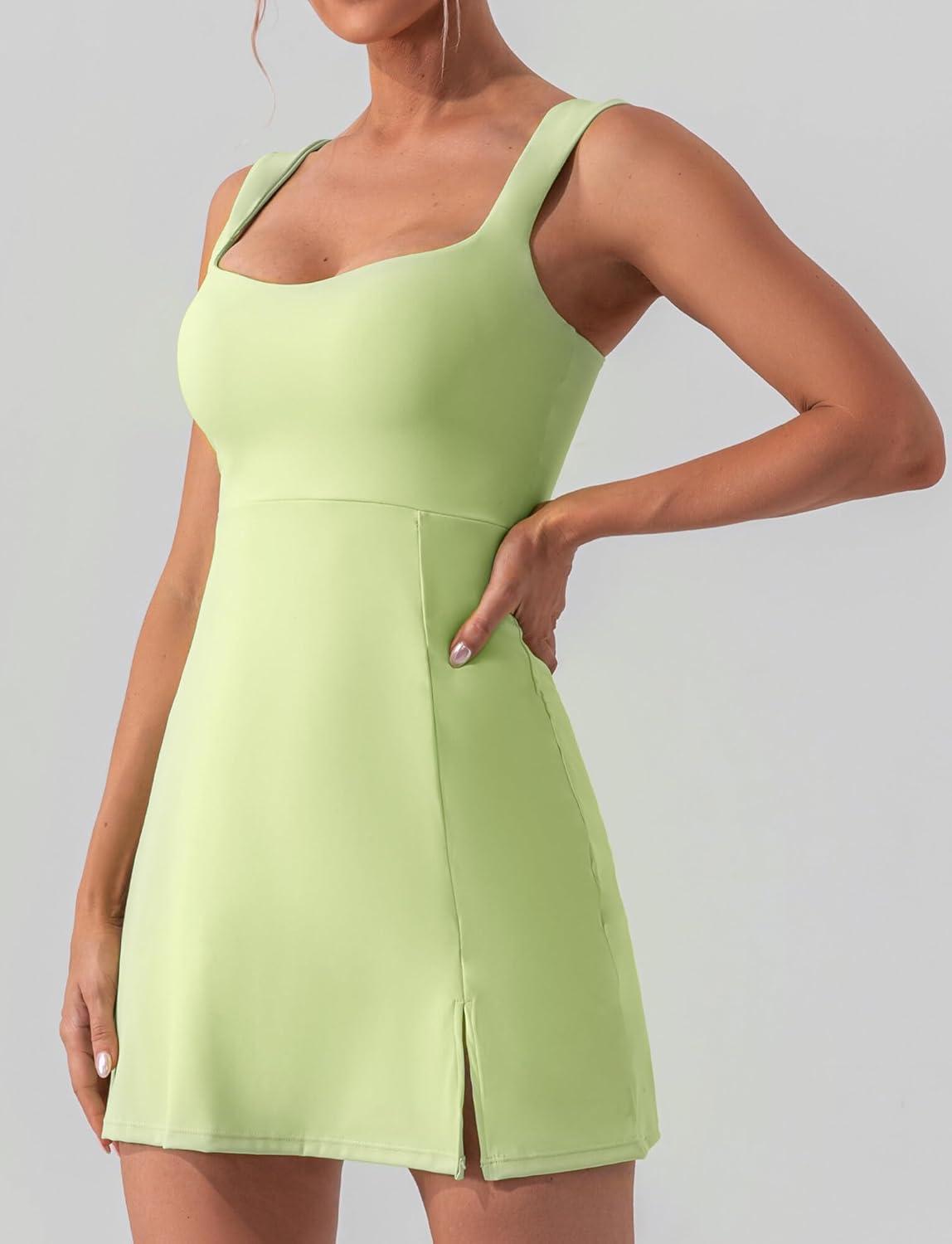 imageSEAUR Robe de Tennis Femme Robe de Golf sans Manches Filles Robe Mini Dame Robes de Sport AthltiqueVert