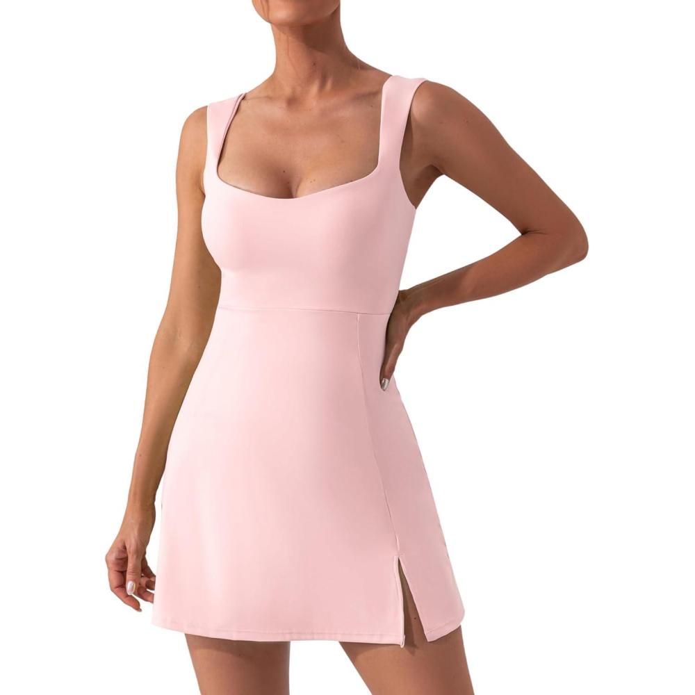 imageSEAUR Robe de Tennis Femme Robe de Golf sans Manches Filles Robe Mini Dame Robes de Sport AthltiqueRose