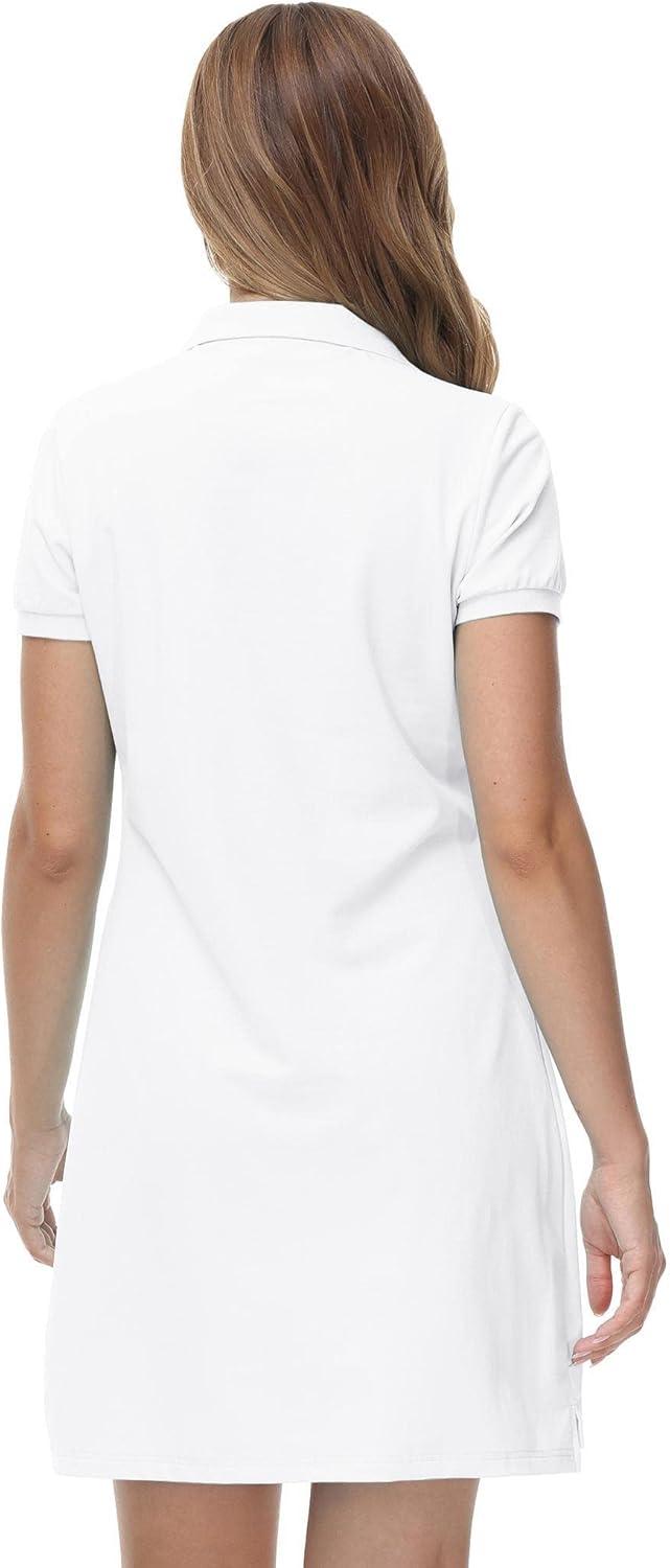 imageFemme Polo Robe Manches Courtes Coton Sport Tennis Golf DressBlanc